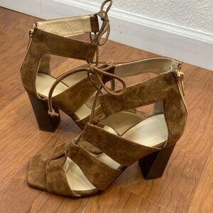 Banana Republic Women's Almeria Brown Suede Lace Up Made In Italy Sandal Sz  7